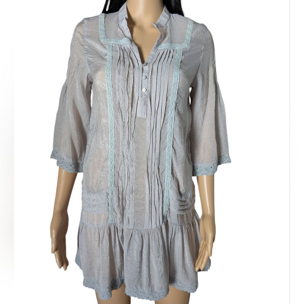 Solitaire White Diamonds Silk & Cotton Blouse Size Small